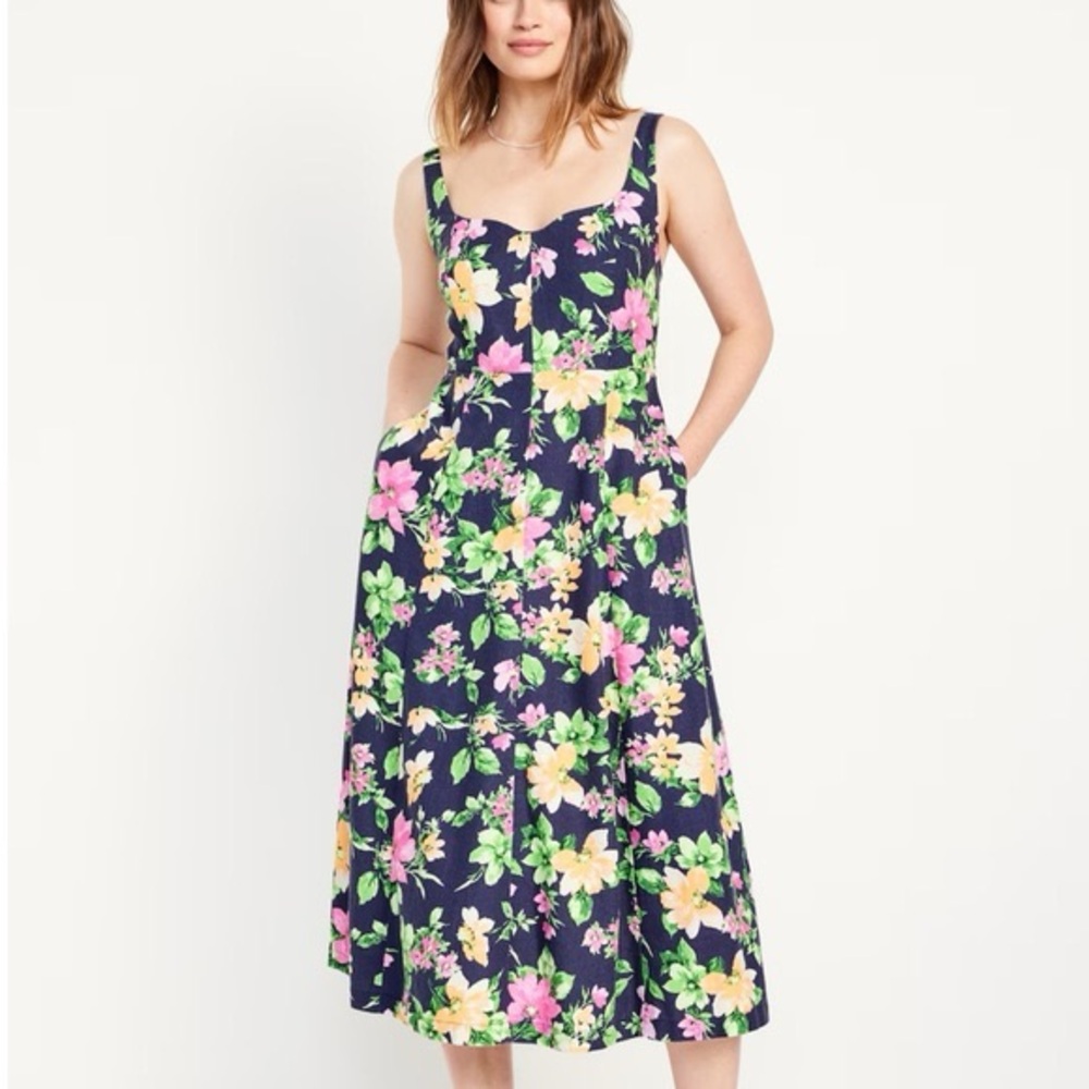 Old Navy Pink and Yellow Sweetheart Sundress